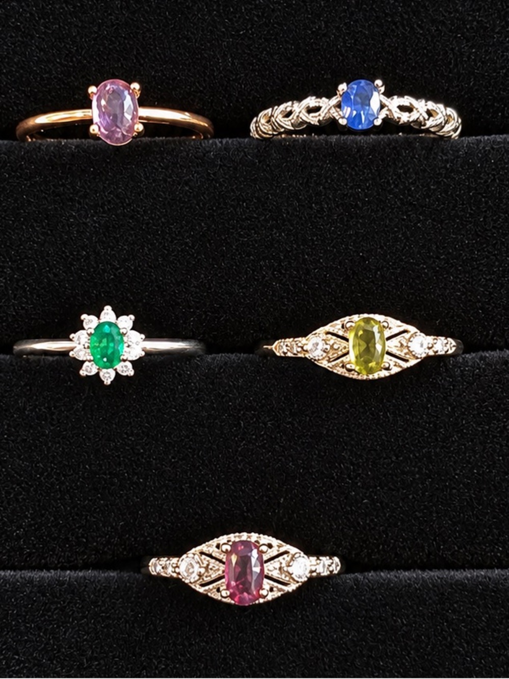 Pick 1 | Gemstone Rings | Dainty Genuine Gems | Silver Plated | 4-6mm |